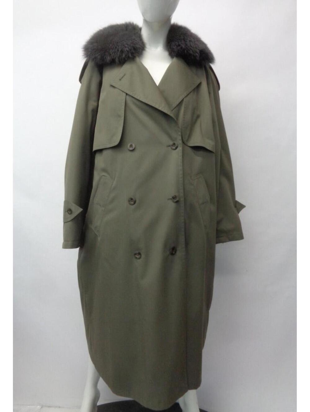 Showroom New Sheared Nutria Fur Lined Raincoat Coat W/Fox Women Woman Size 8-10